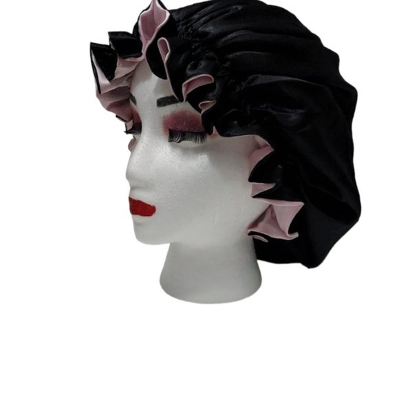 Reversible Silk Satin Bonnet, Satin Bag & Headband 3pc - Picture 2 of 9